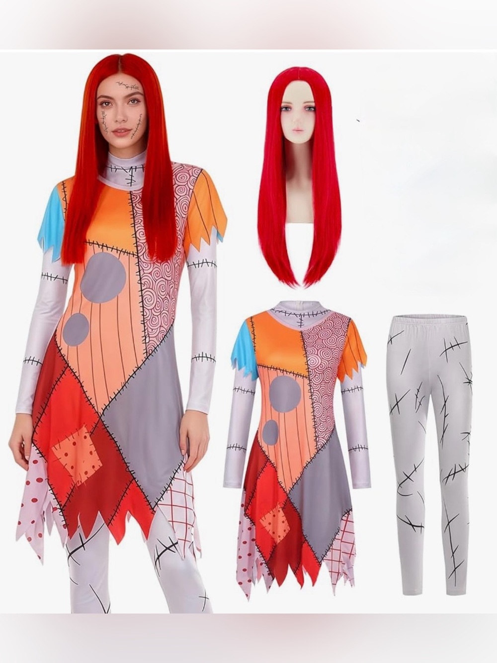 Nightmare Before Christmas Sally Costume Adult Womens Outfit Wig Halloween XS